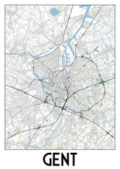 Ghent, Belgium map poster art