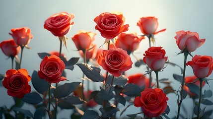 Intricately Detailed Red Roses in Soft Light