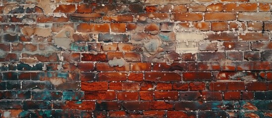 Background texture of a vintage brick wall in red and brown hues.