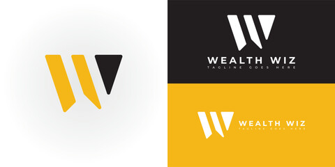 Abstract initial rounded letter W or WW logo in black-yellow color isolated on multiple background colors. The logo is suitable for business and consulting icon logo design inspiration templates.