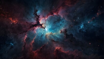 Nebula with vibrant space galaxy cloud. Starry, night sky. Astronomy and universe science. Wallpaper with a supernova background