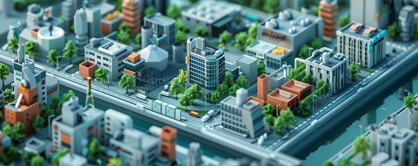 Fototapeta premium 3D Illustrate of Visualize a bustling cityscape where resources flow seamlessly in a circular loop from production to consumption to recycling creating a sustainable urban ecosyste