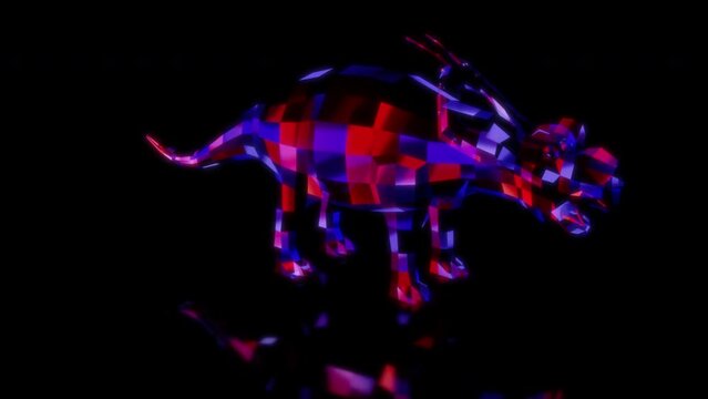 Rendering 3D animation, VISUAL EFFECTS Low Poly Achelousaurus Model on a black background