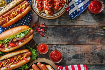 Celebratory Fourth of July Table Spread Featuring Traditional American Food and Decorations