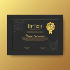 Luxury black and gold certificate with gold frame color