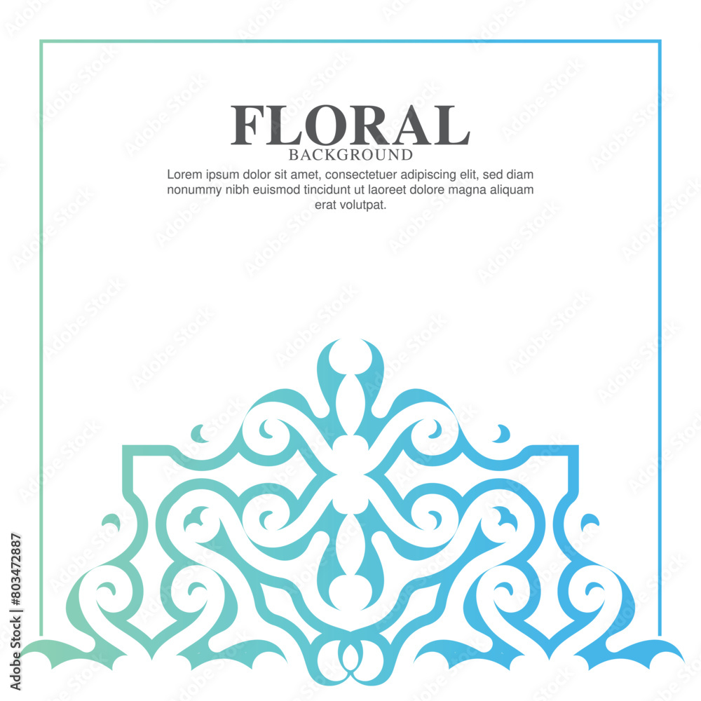 Wall mural floral background blue banner design