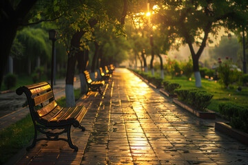 Golden Hour Serenity in a Peaceful Park