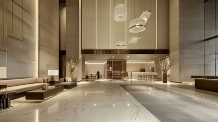 Modern Minimalistic Lobby with Neutral Colors and Natural Light