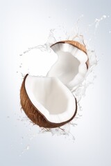 Coconut Half With Water Splashing Out