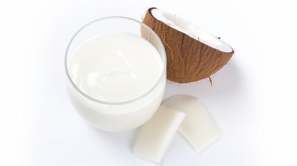 Glass of Milk and Half Coconut