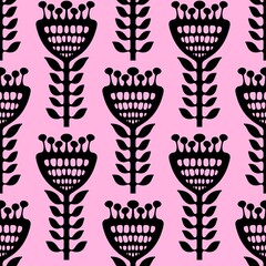 Simple floral seamless pattern with flowers for fabrics and cards and linens