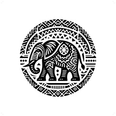 Elephant silhouette in animal ethnic, polynesia tribal illustration
