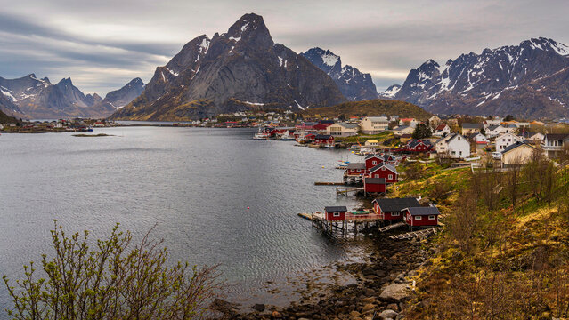 nature sceneries inside the area surroundings of Reine, Lofoten Islands, Norway, during the spring season