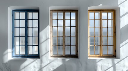 Tasteful Variety: Three Windows with Different Frame Colors
