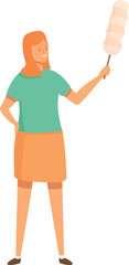 Mom cleaning dust icon cartoon vector. House work. Cleaning procedure