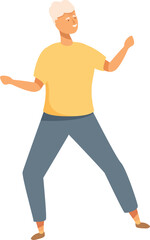 Fototapeta premium Senior man stretching icon cartoon vector. Morning exercise. Smiling face