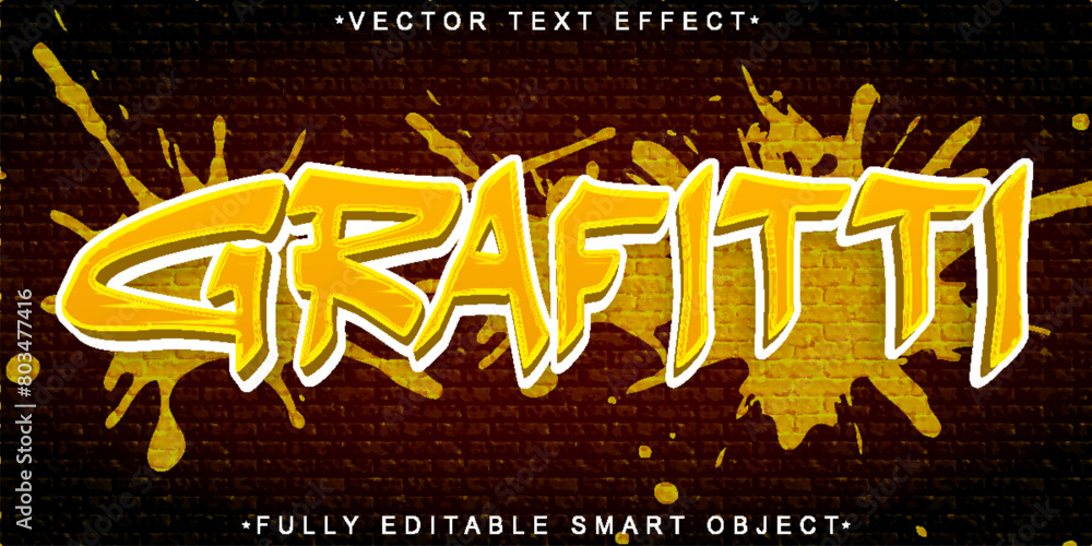 Poster orange graffiti vector fully editable smart object text effect