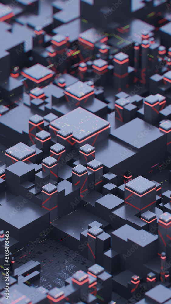 Poster the background of 3d abstract technology. personal data security, handling, or protection. electroni
