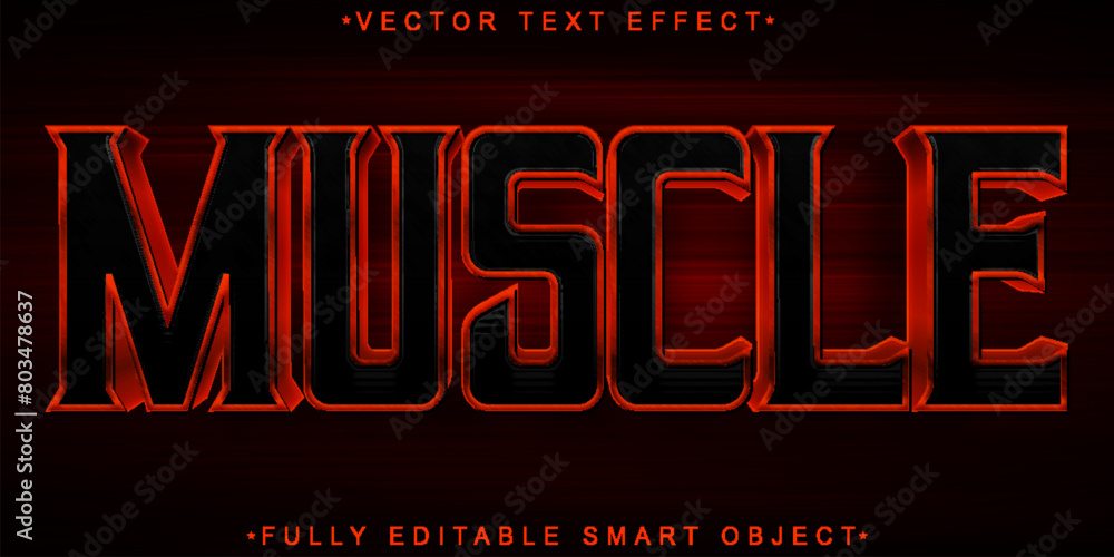 Poster red muscle gym vector fully editable smart object text effect