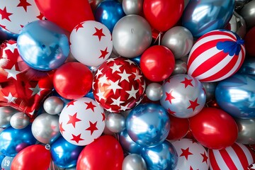 Celebratory Balloon Array in Red, White, and Blue for Independence Day Festivities