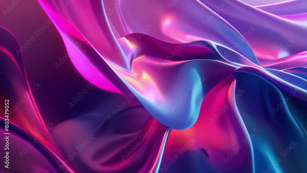 Fototapete Colorful fabric-like textures seem to flow dynamically across the canvas in a display of vivid hues and fluid shapes.