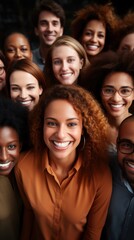 Obraz premium Diverse Group of Joyful People Sharing a Laugh in Close-Up Portrait