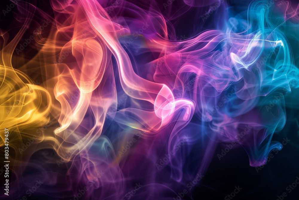 Sticker an image capturing the delicate swirls and patterns of colored smoke against a dark background - gen