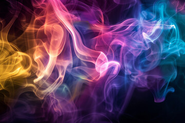 Fototapeta premium An image capturing the delicate swirls and patterns of colored smoke against a dark background - Generative AI