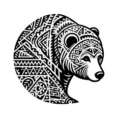 Polar bear silhouette in animal ethnic, polynesia tribal illustration