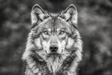 Fototapeta premium A look straight into your soul of a severe wolf female. Menacing expression of the young, two year old, european wolf, very beautiful animal and extreamly dangerous beast