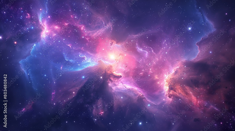 Poster An awe-inspiring high-resolution image of a colorful cosmic nebula, showcasing the brilliant star clusters nested within