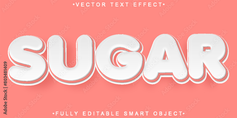 Poster cute marshmallow sugar vector fully editable smart object text effect