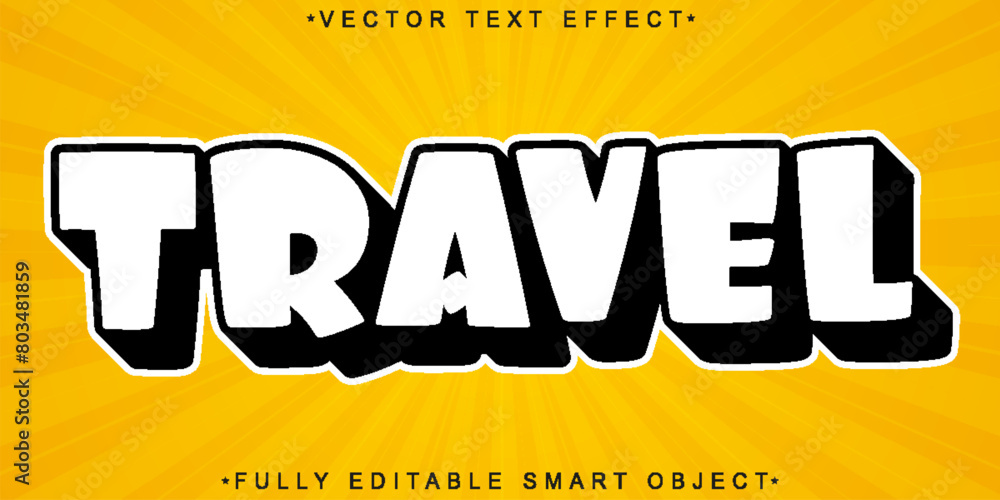 Poster black and white travel vector fully editable smart object text effect