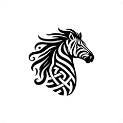 Naklejka premium Zebra silhouette in animal celtic knot, irish, nordic illustration