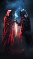 Two wizards battle in magic