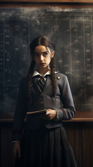 Young girl in school uniform