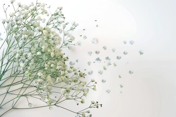 A bouquet of white flowers is on a white background
