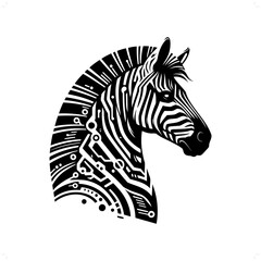 Zebra silhouette in animal cyberpunk, modern futuristic illustration