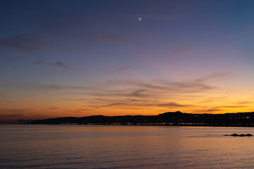 Obraz premium Sunset. Sunset view Costa del Sol, Marbella, Spain.