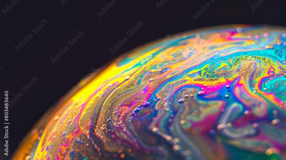 Aufkleber this image magnifies the stunning detail and colors found in the swirling patterns of a soap bubble