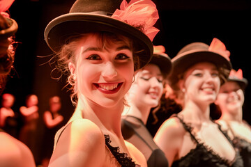 Cabaret show - dancers smiling before the show