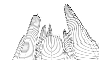 Modern city architecture 3d illustration