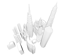 Modern city architecture 3d illustration