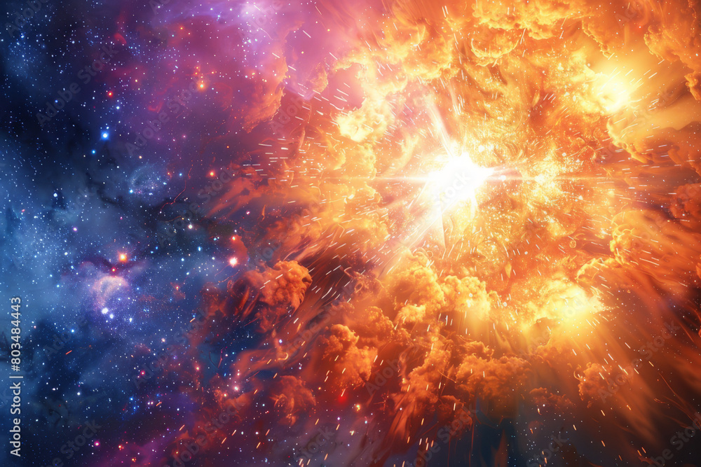 Wall mural the awe-inspiring explosion of a supernova, illustrating the moment a star undergoes a catastrophic 