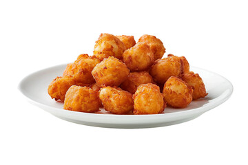Tator Tots on a Plate Isolated on a Transparent Background