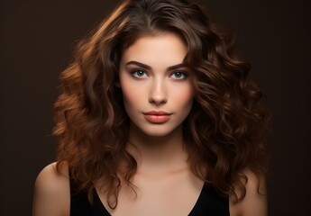 Fototapeta premium a woman with long brown hair and blue eyes