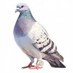 Adorable Pigeon Sitting Alone with Red Eye - obrazy, fototapety, plakaty