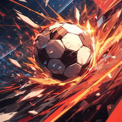Pulse-pounding abstract soccer ball burst in vivid colors, evoking the passion of the game. Perfect for sports branding or energetic marketing campaigns.