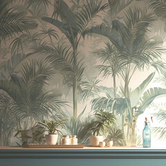 Bright and Stylish Palm Tree-Patterned Wallpaper for Modern Living Spaces