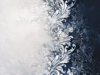 Luxurious swirls of white and blue create a rich floral pattern on this background.